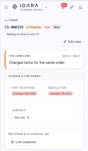 Customer Service — a complaint on the clock